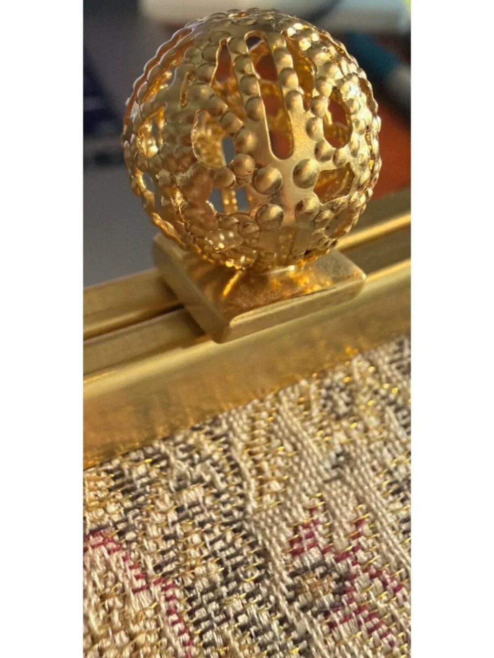 Ann Taylor Loft Metallic Brocade Clutch Purse Gold Clasp Chain Handle Bag READ